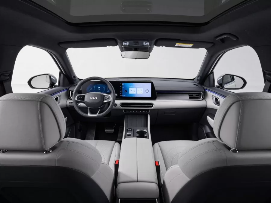 Kia EV9 interior showing three rows of seats