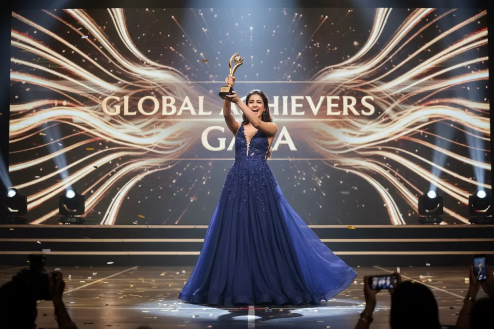 Kiara Advani at award ceremony receiving trophy