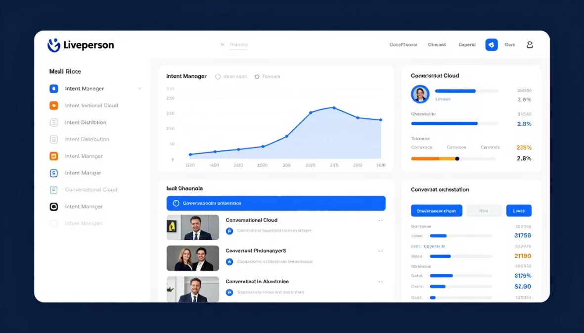 LivePerson Conversational Cloud dashboard showing enterprise analytics and intent management