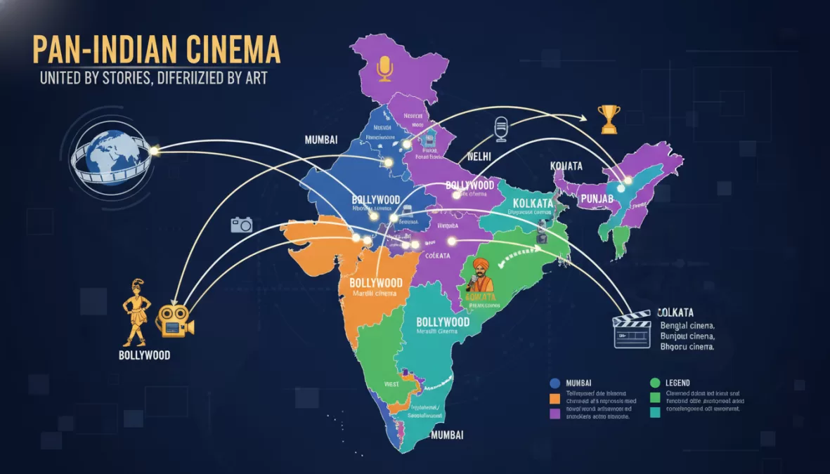 Map of India showing pan-Indian cinema reach