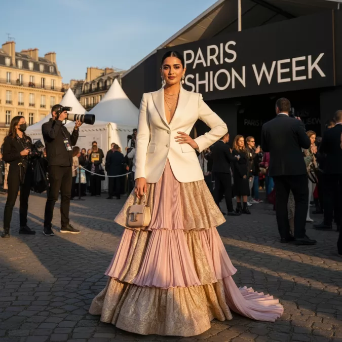 Masoom Minawala fashion influencer at international fashion week