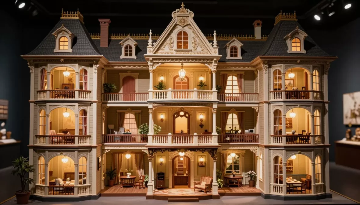 Massive Astolat Dollhouse Castle with intricate interiors and multiple rooms