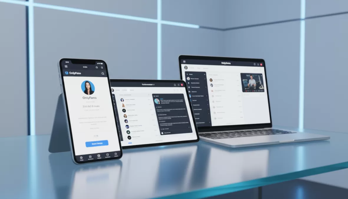 OnlyFans platform interface on multiple devices