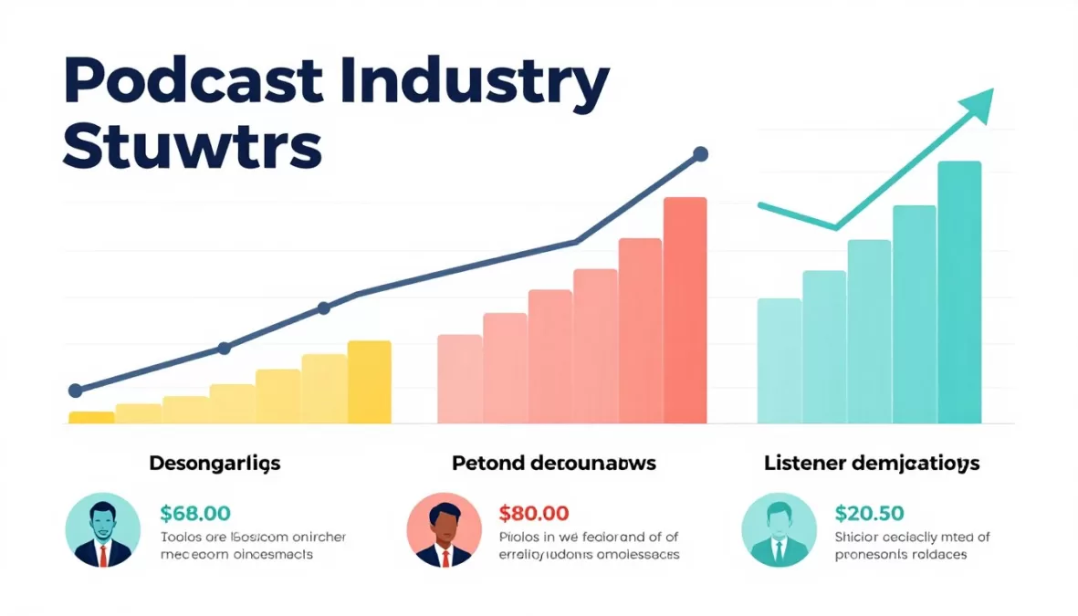 Podcast industry growth chart and statistics visualization
