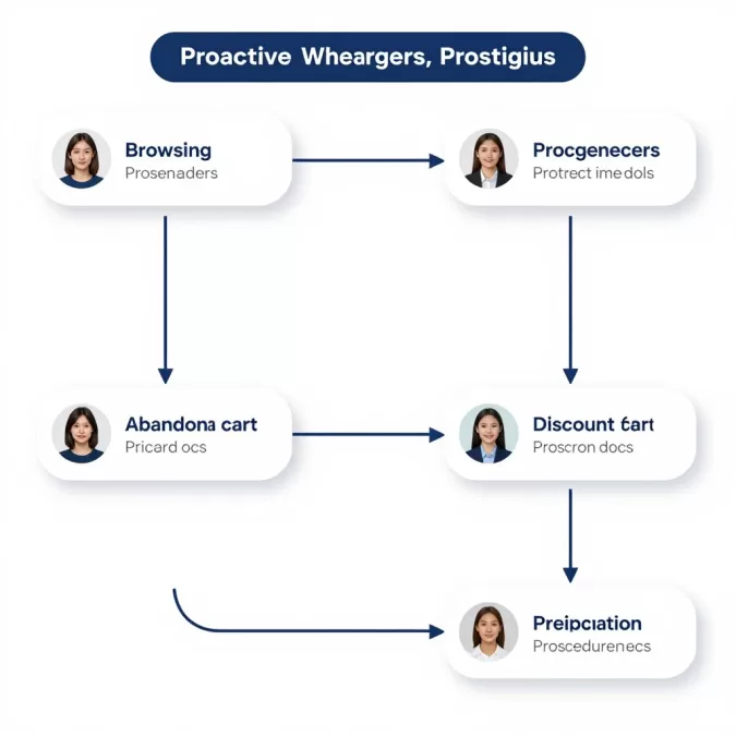 Proactive chatbot engagement showing behavior-based messaging triggers
