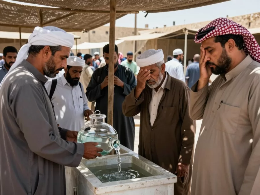 Residents of Basra seeking shade and water during extreme heat wave
