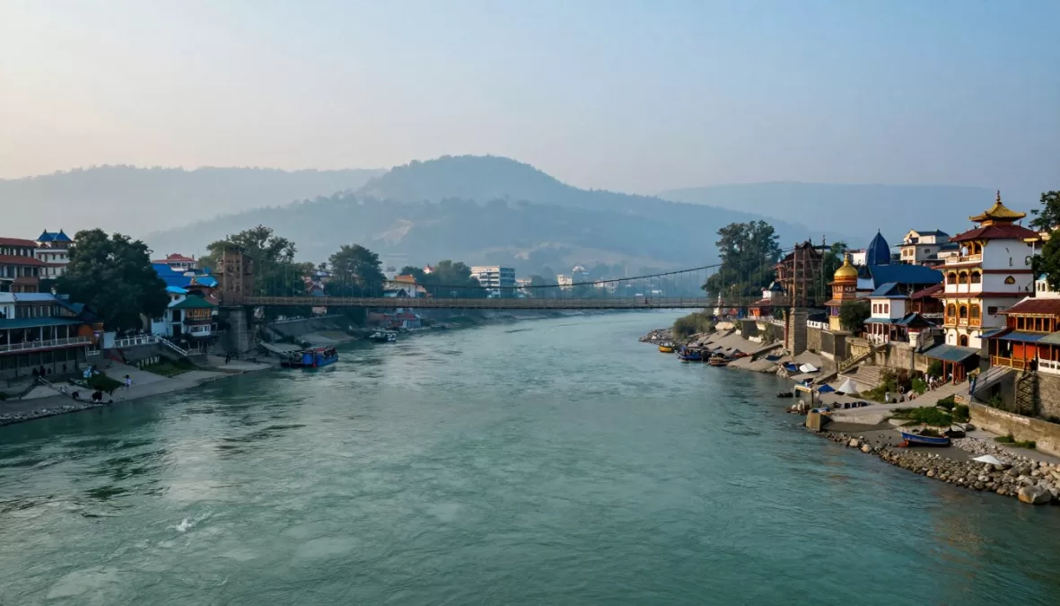 Rishikesh landscape showing Ganges River and mountains perfect for spiritual weddings