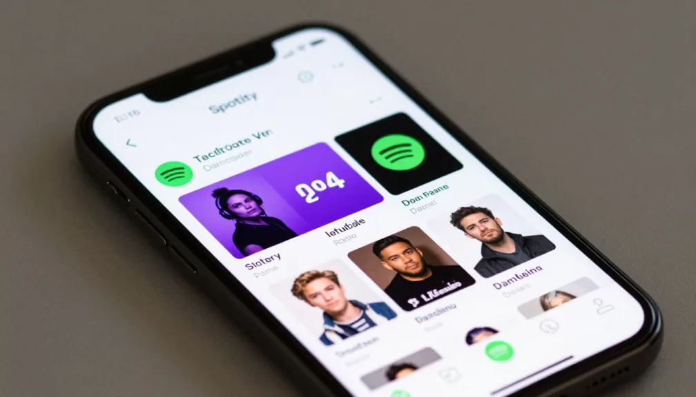 Top 10 most engaging podcasts on Spotify displayed on smartphone screen