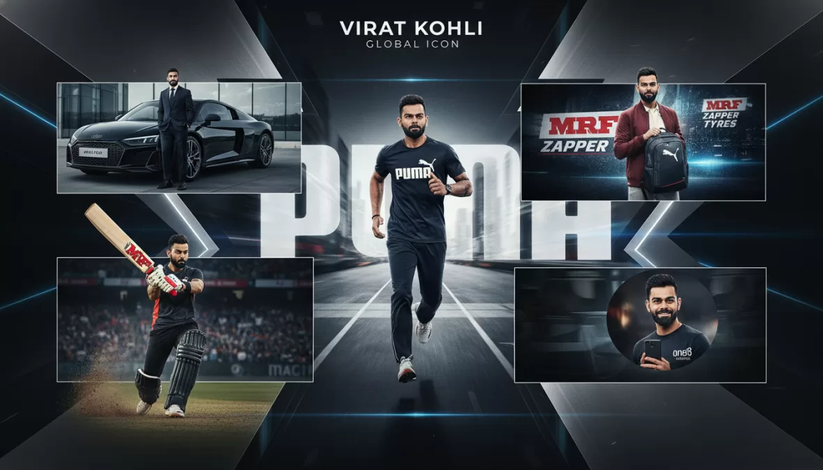 Virat Kohli brand endorsements and partnership deals collage