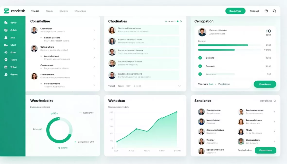 Zendesk AI chatbot dashboard showing ticket management and automation features