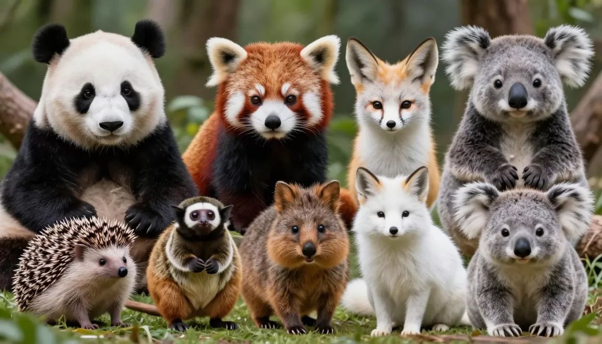 collage of the world's cutest animals together in natural habitats