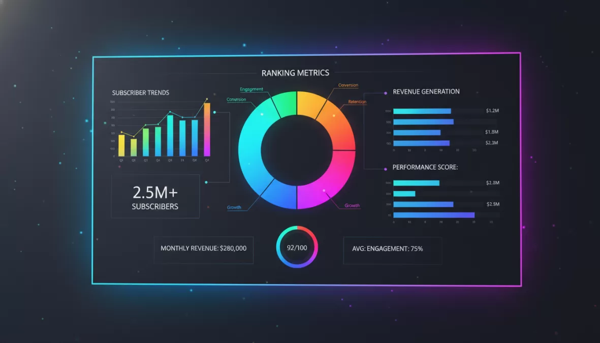 data analysis dashboard with ranking metrics