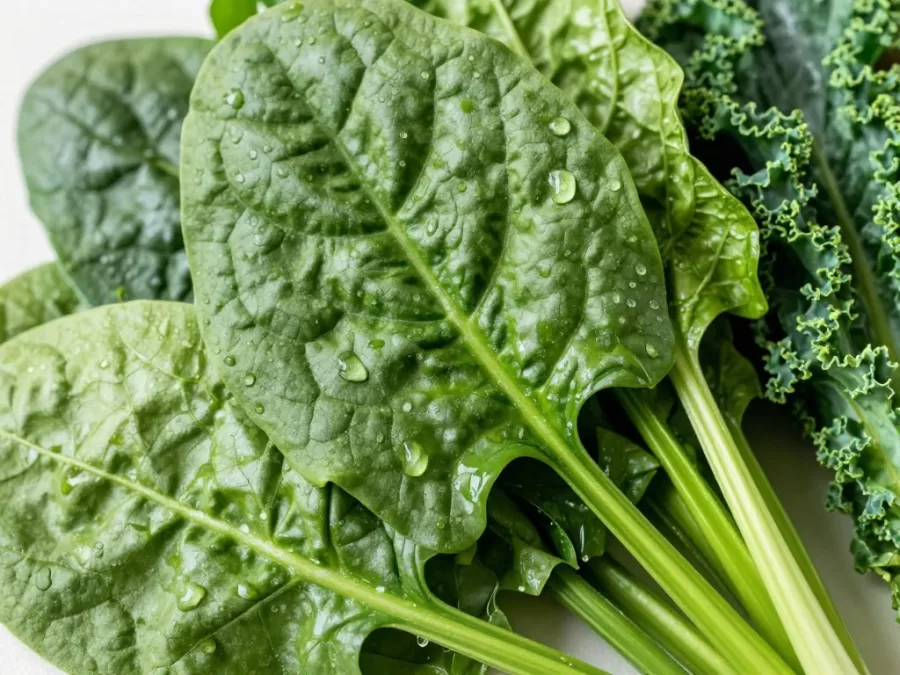 fresh leafy green vegetables including spinach and kale for weight loss