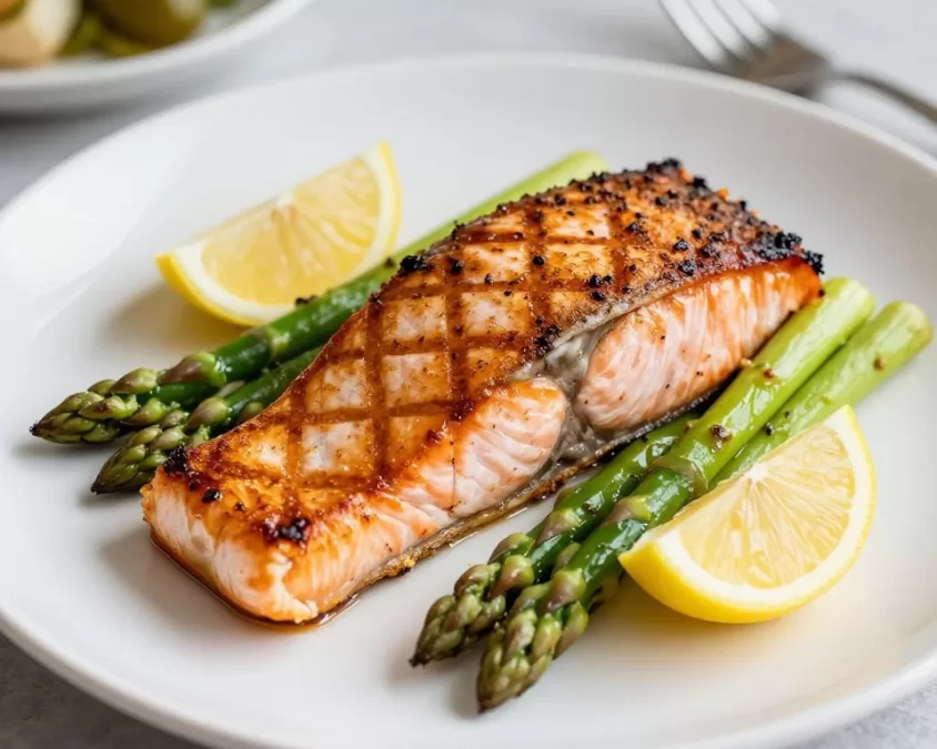 grilled salmon with vegetables for healthy dinner