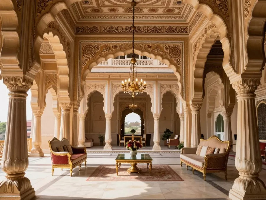 luxurious destination wedding venue in India showcasing traditional architecture with modern amenities