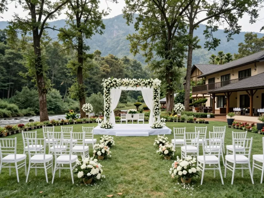 luxury nature resort in Jim Corbett setup for outdoor destination wedding