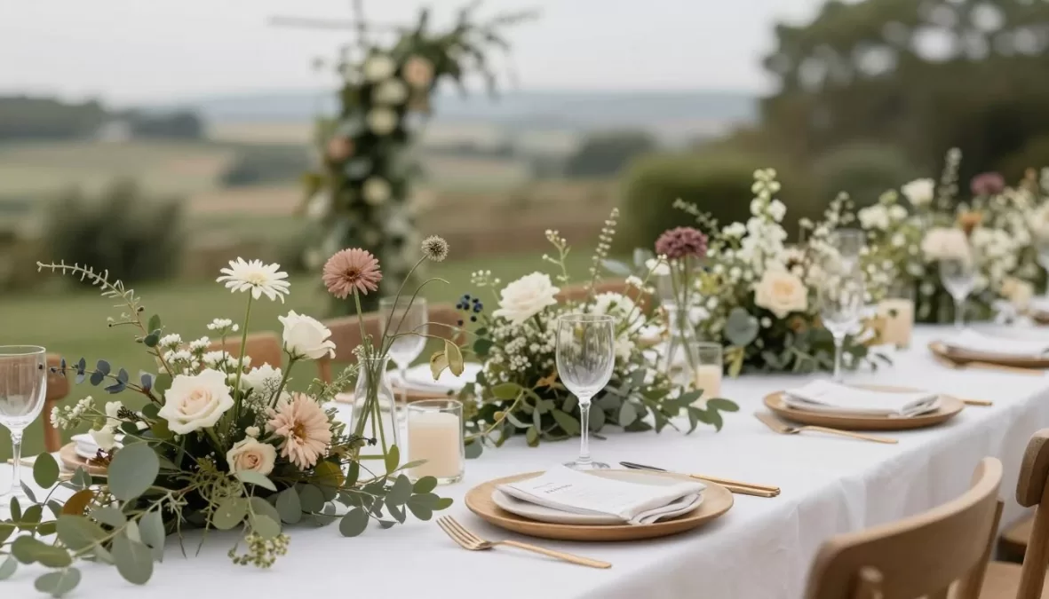 modern sustainable destination wedding with eco-friendly decorations