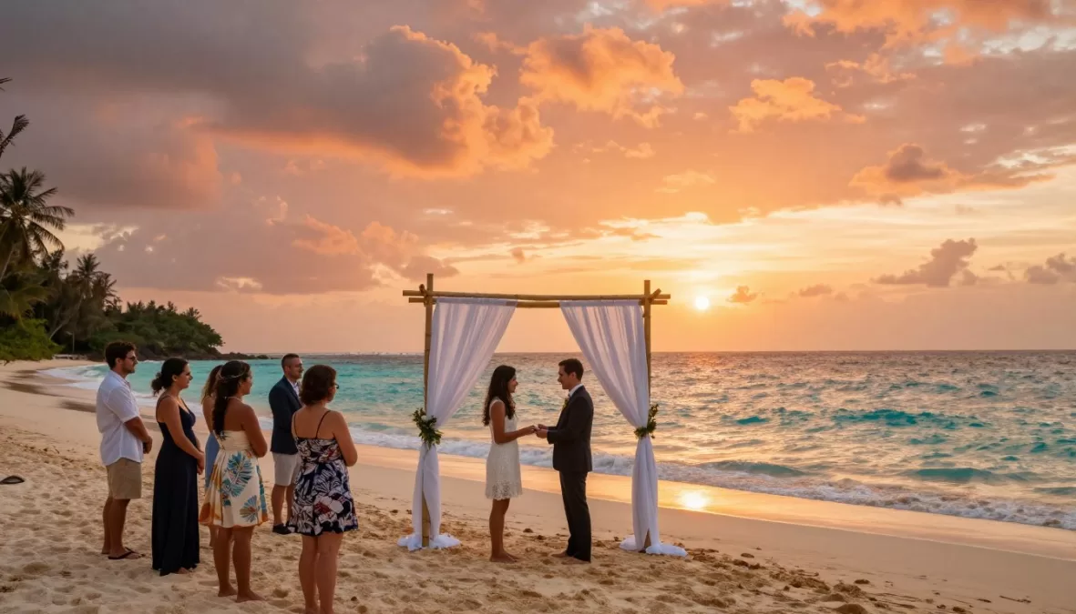 romantic sunset beach wedding ceremony in Andaman Islands
