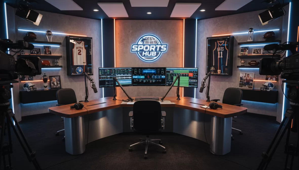 sports commentary setup
