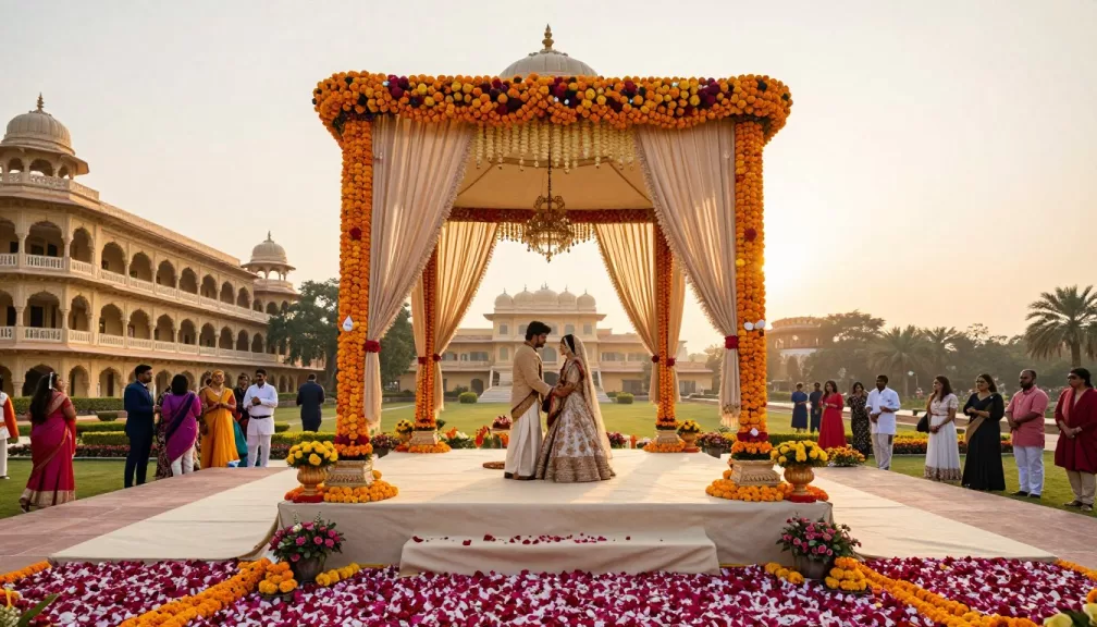 top 10 destination wedding locations in India 2026 showing romantic wedding setup at luxury resort