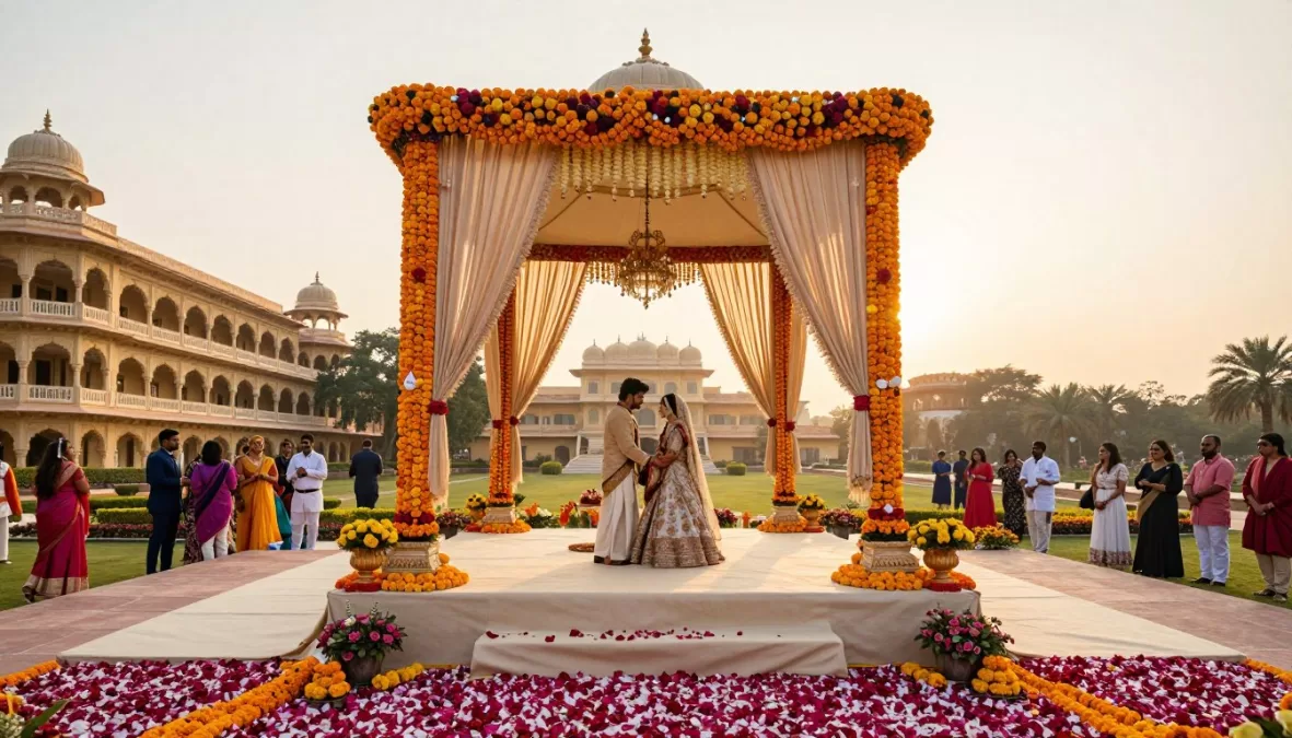 top 10 destination wedding locations in India 2026 showing romantic wedding setup at luxury resort