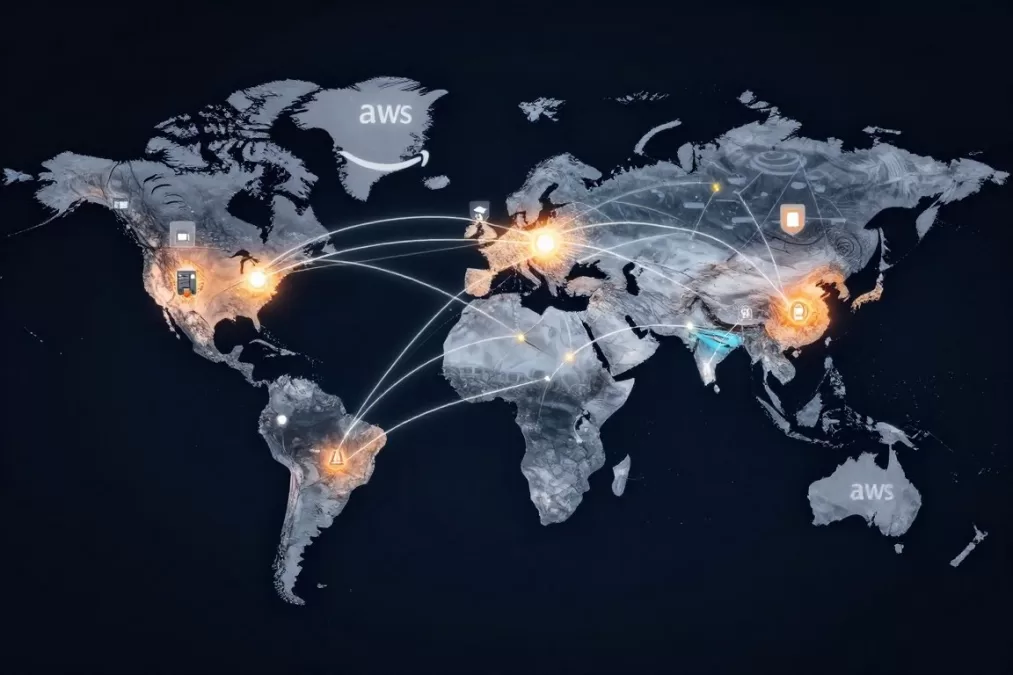 AWS global infrastructure map showing AI service deployment