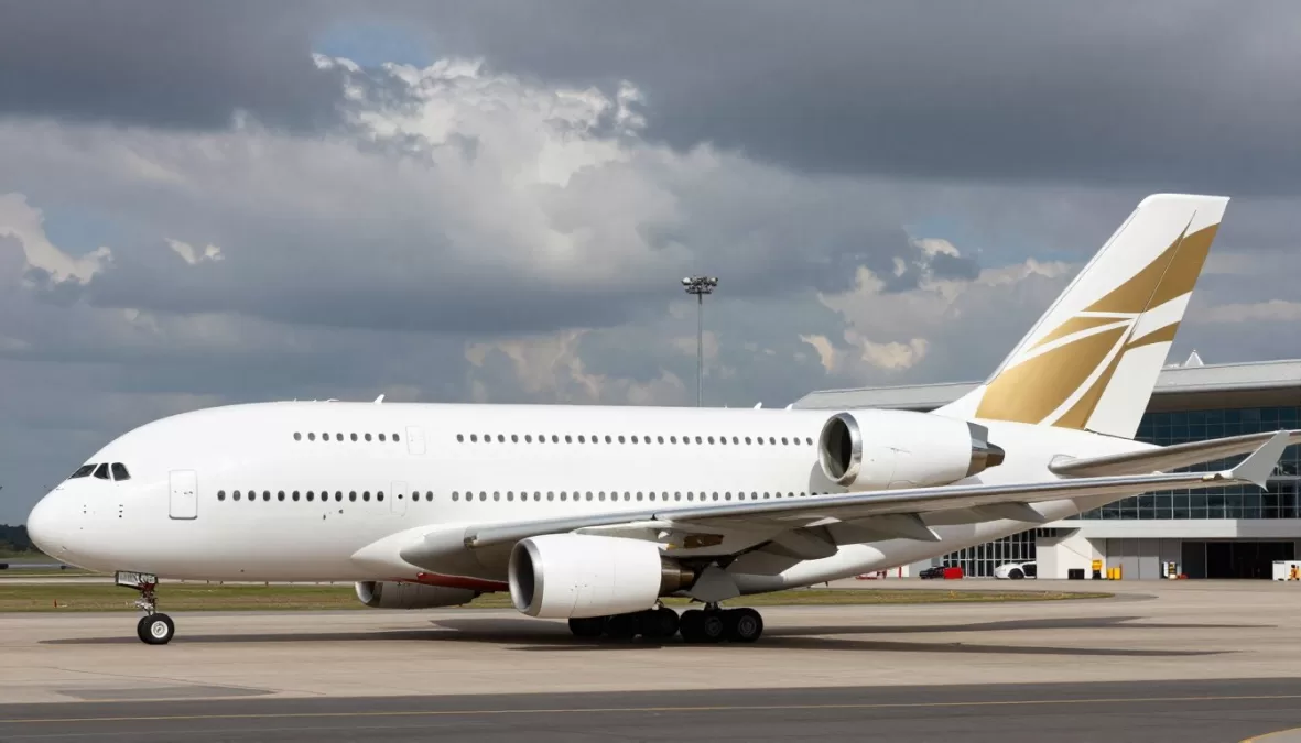 Airbus A380 private jet exterior showing double-deck design