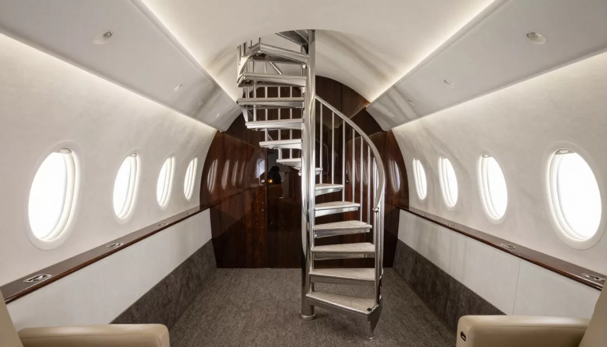 Airbus A380 private jet grand staircase interior