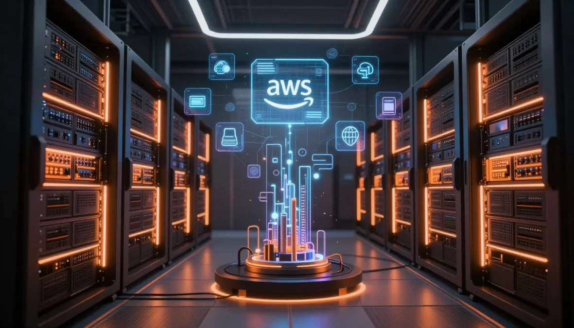 Amazon AWS cloud infrastructure and AI services platform visualization