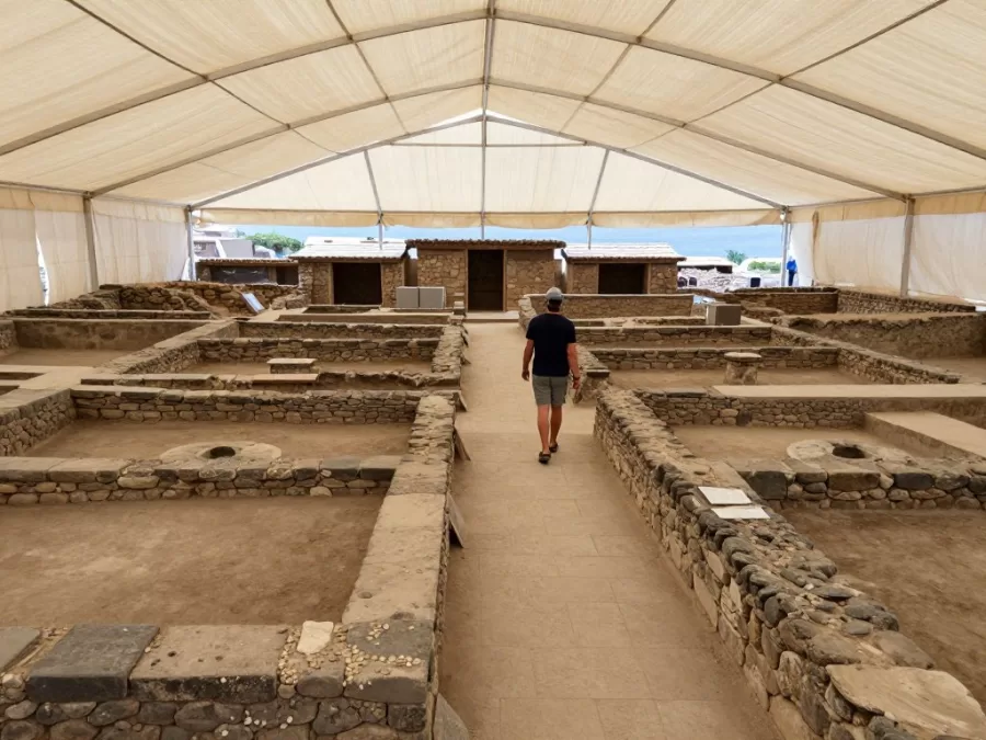 Ancient Akrotiri archaeological site in Santorini