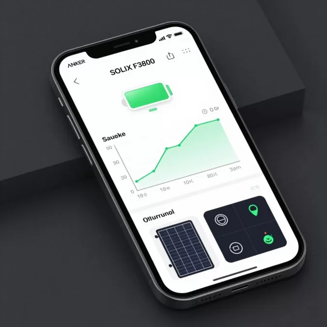 Anker SOLIX F3800 smartphone app interface showing monitoring
