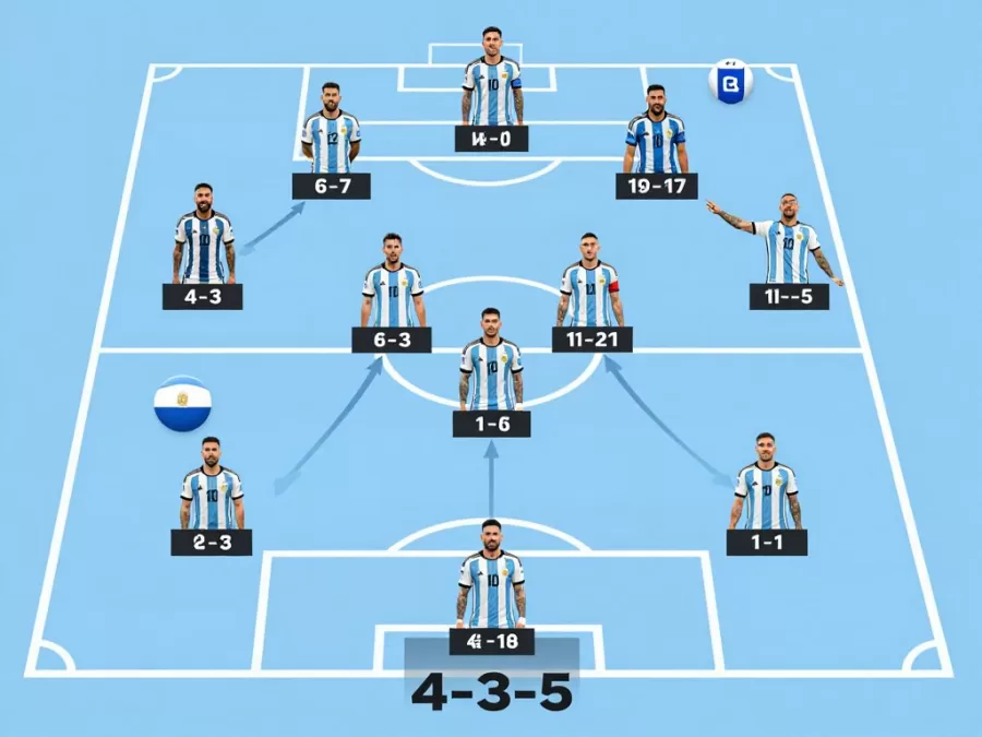 Argentina team tactical formation diagram on field
