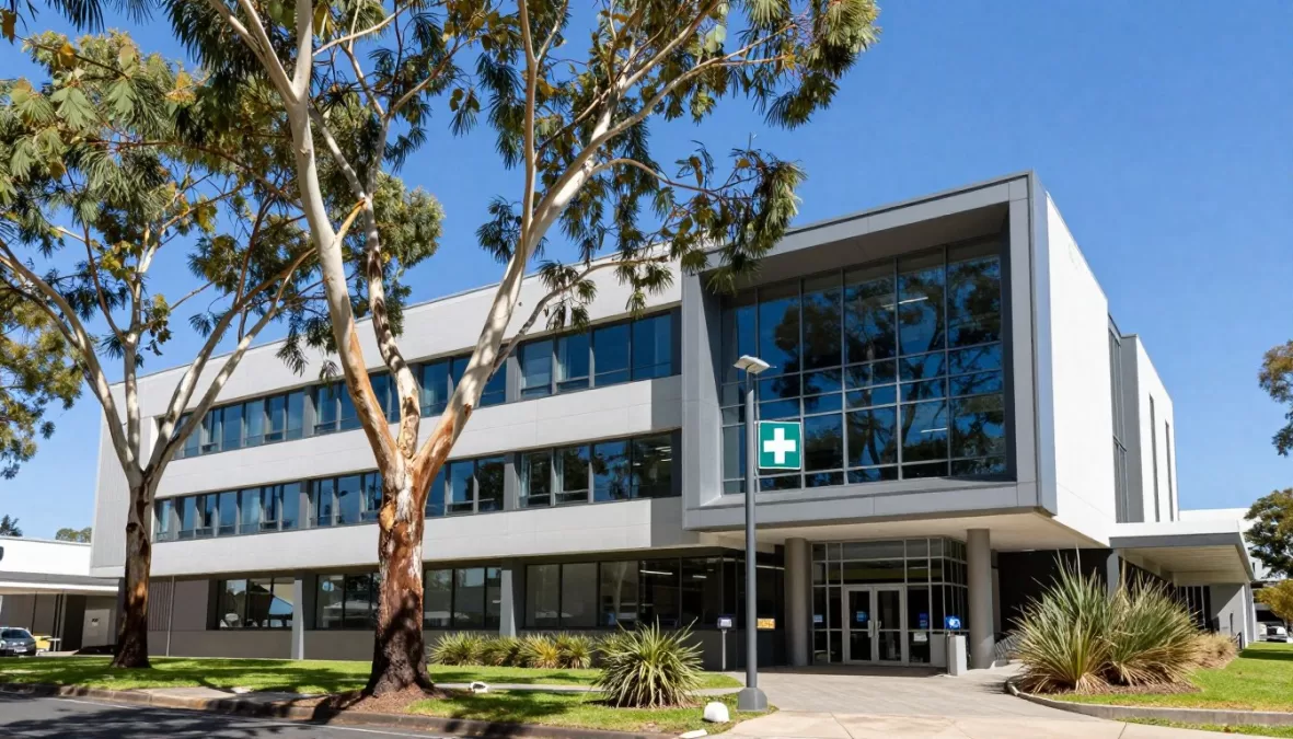 Australian hospital building with modern medical facilities