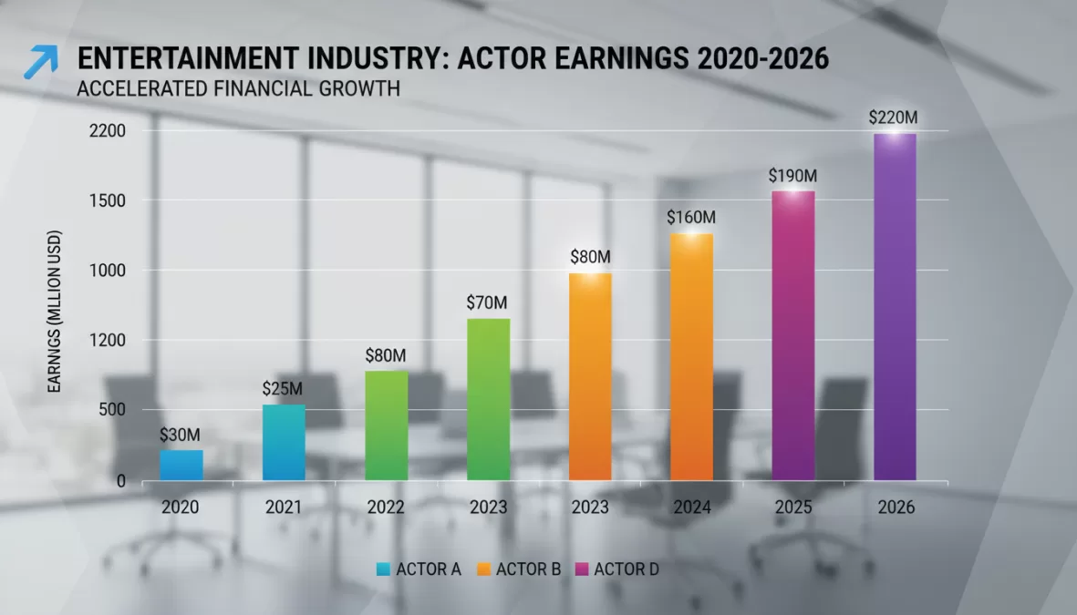 Bar chart comparing highest paid actors earnings across multiple years showing trends