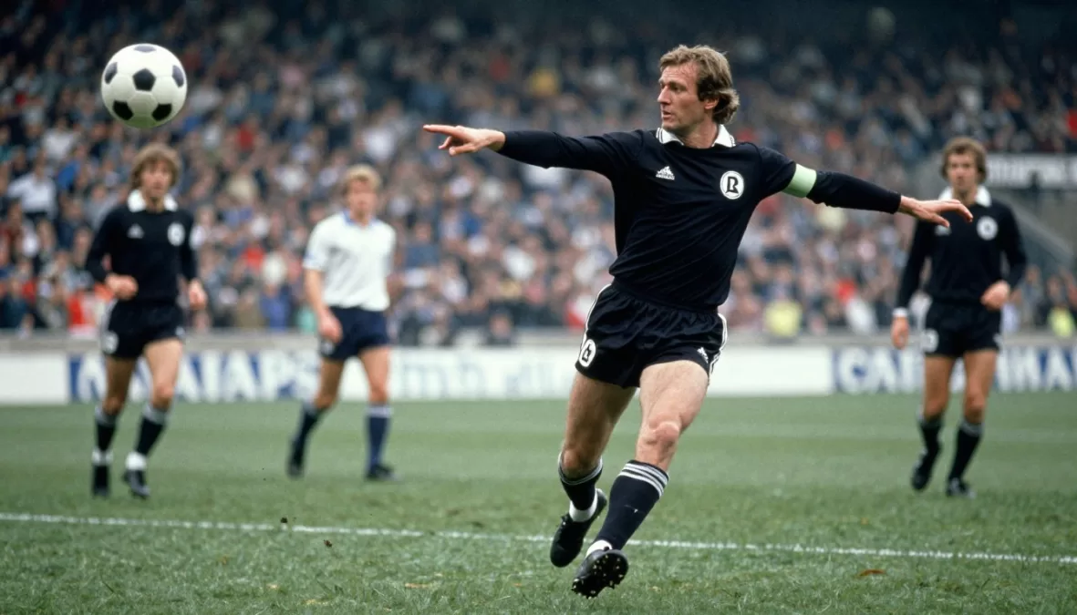 Beckenbauer executing elegant pass from defensive position
