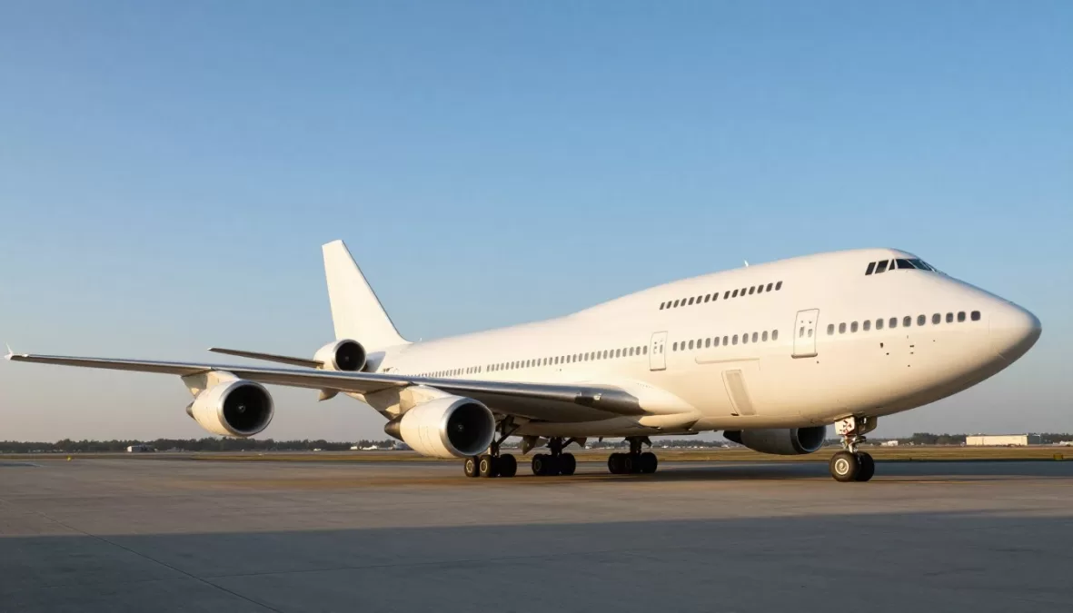 Boeing 747-8 VIP exterior on tarmac showcasing massive size