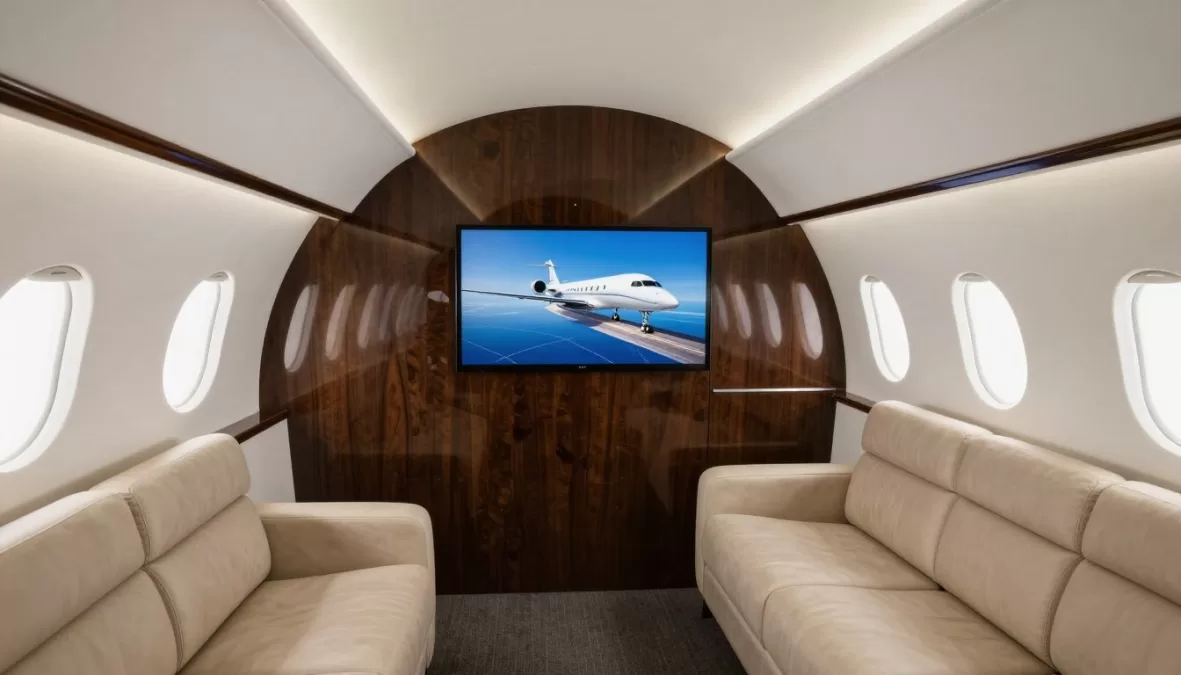 Bombardier Global 7500 entertainment lounge interior