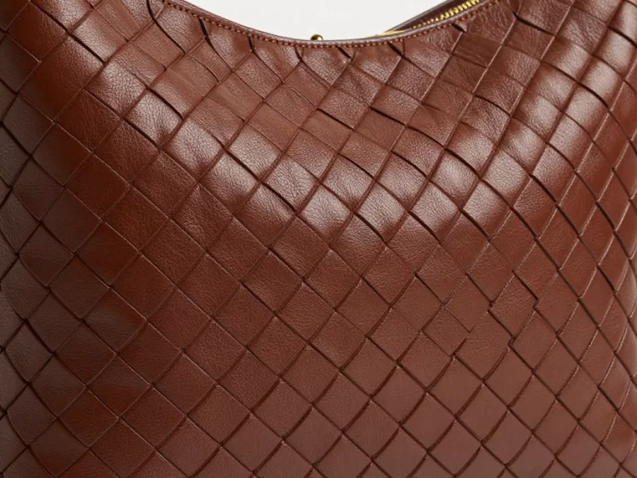 Bottega Veneta intrecciato leather bag showcasing woven craftsmanship