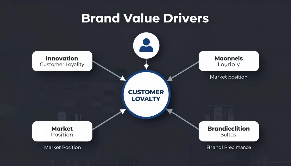 Brand value drivers including innovation customer loyalty and market position