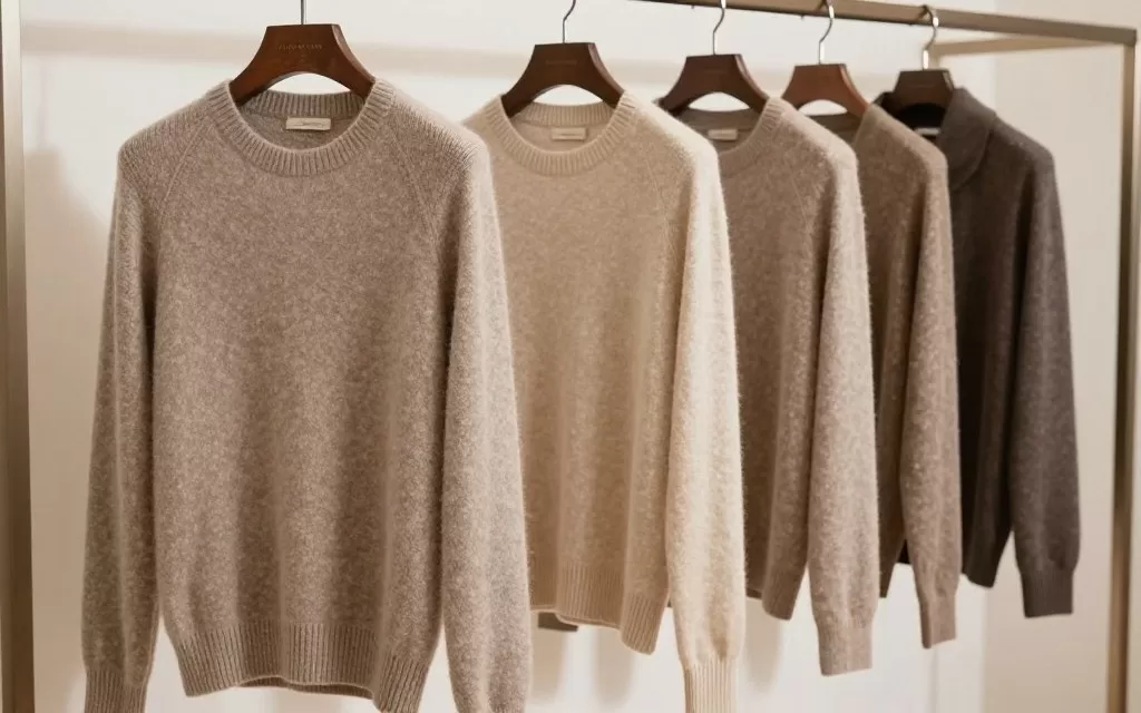 Brunello Cucinelli cashmere knitwear collection in neutral tones