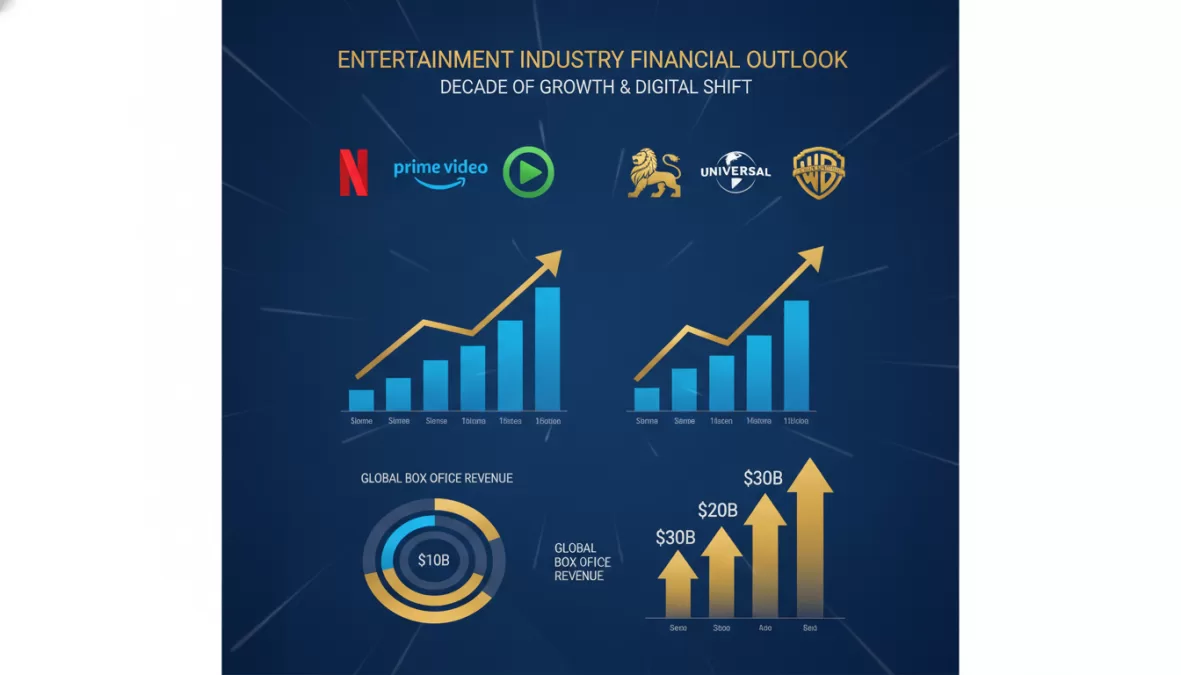 Business chart showing upward trends in actor salaries and entertainment industry revenue