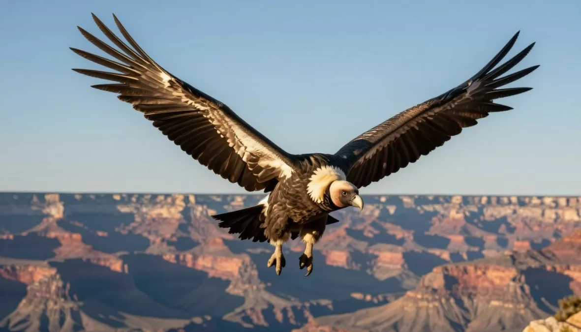 California condor in flight showing massive wingspan of recovered endangered species