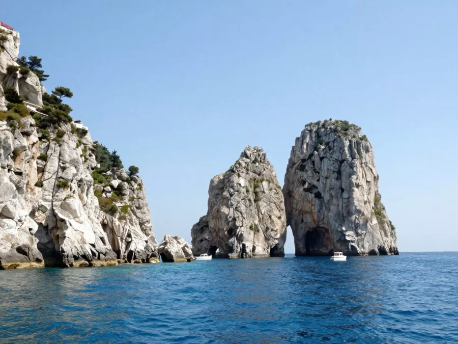Capri island Faraglioni rocks in Mediterranean