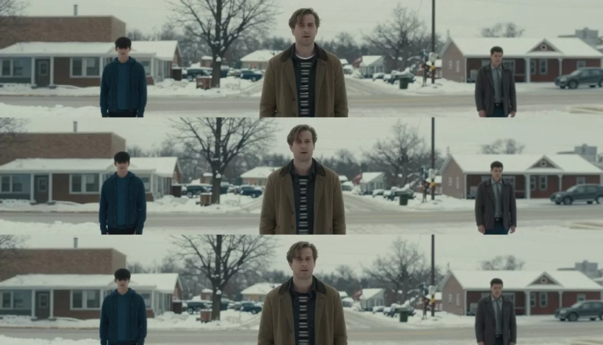 Character experiencing time loop in small town setting
