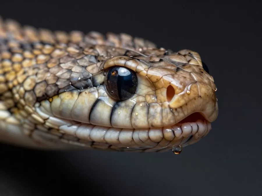 Close-up of venomous snake fangs showing venom delivery system