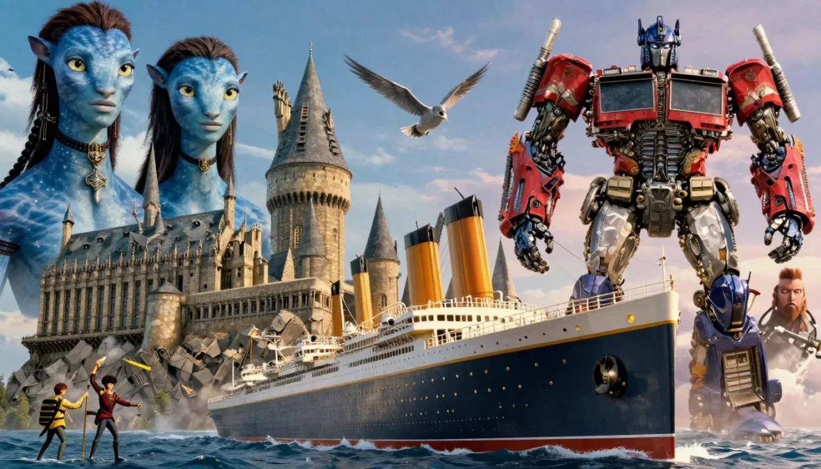 Collage of other expensive films including Avatar, Harry Potter, and Titanic