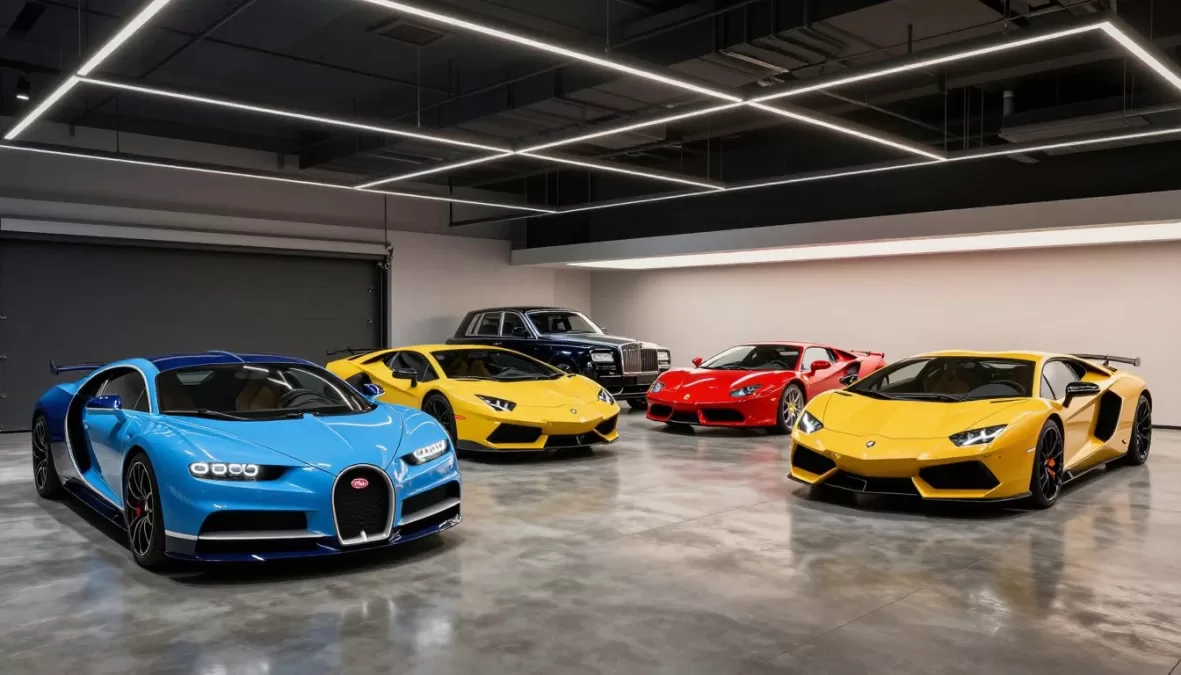 Collection of expensive supercars owned by wealthy teenager