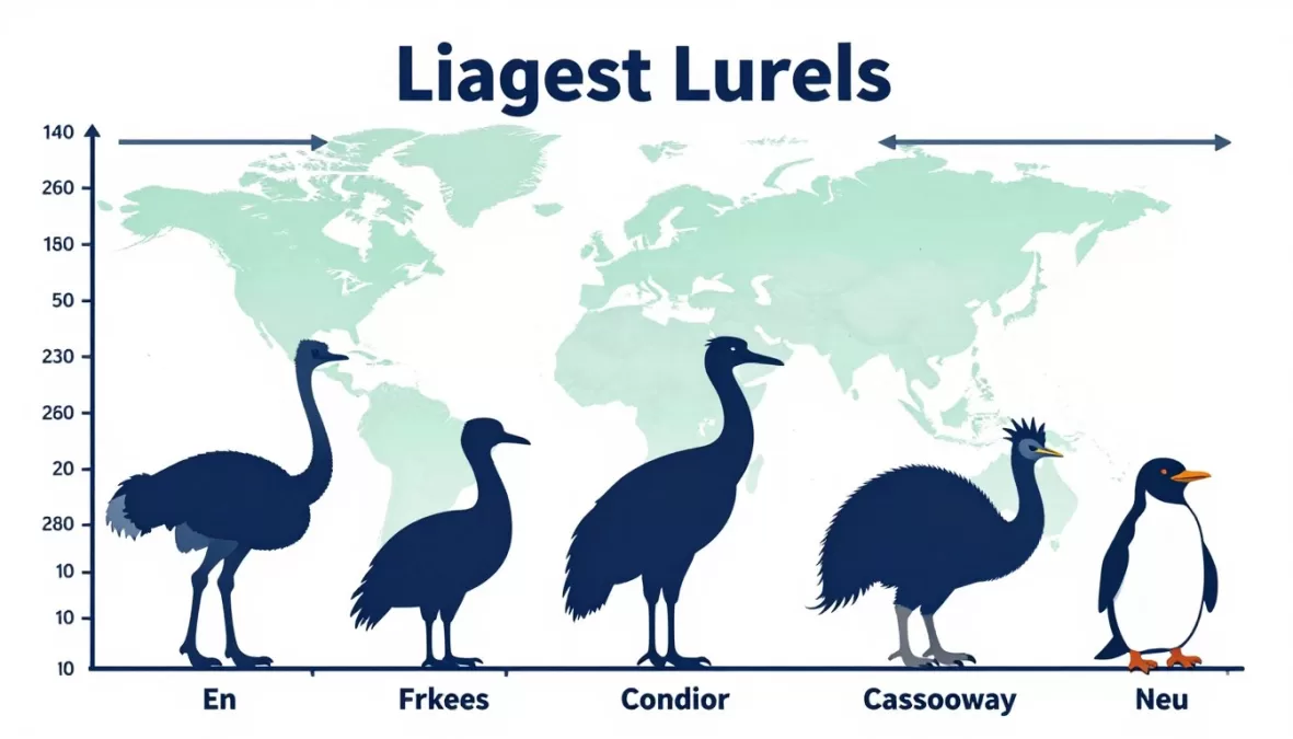Comparison chart showing different bird species with largest birds in the world measurements including height, weight and wingspan