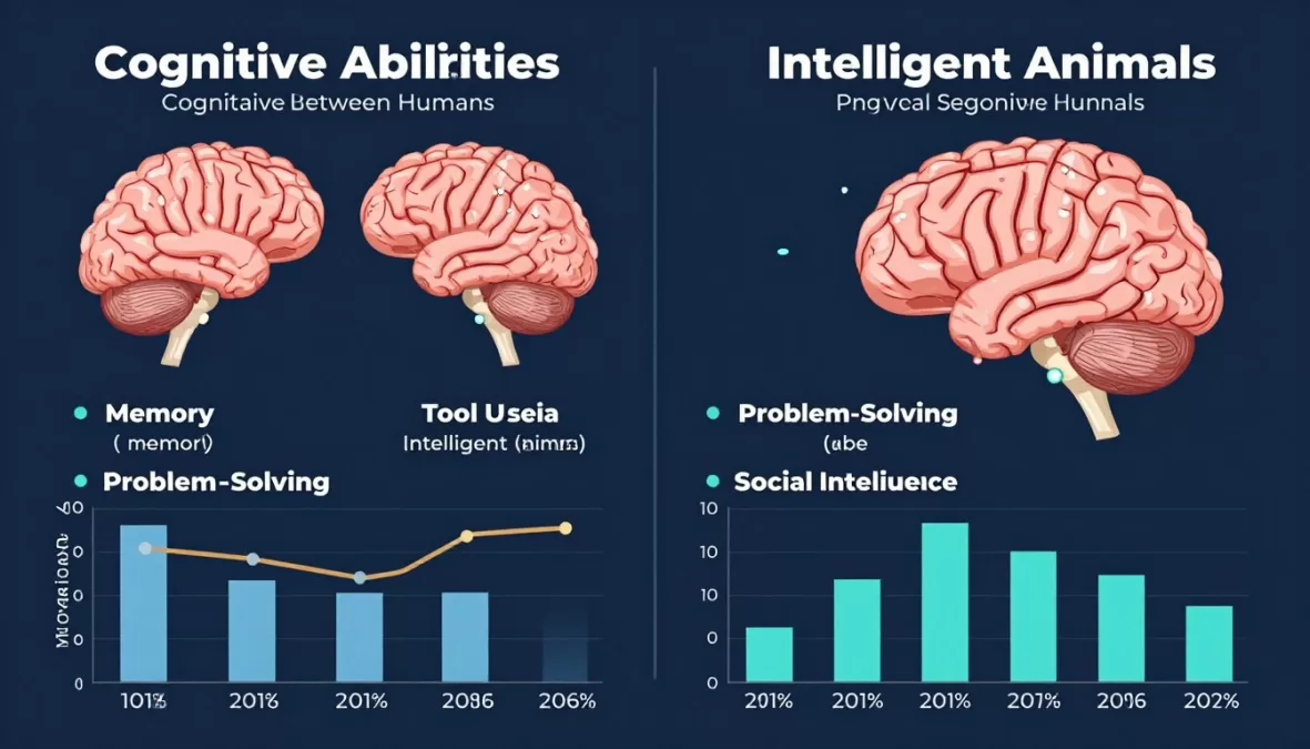 Comparison graphic showing human and animal cognitive abilities