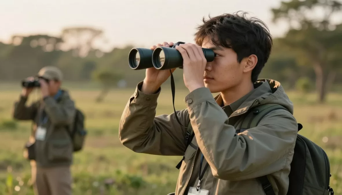 Conservation volunteer working with endangered species protection program